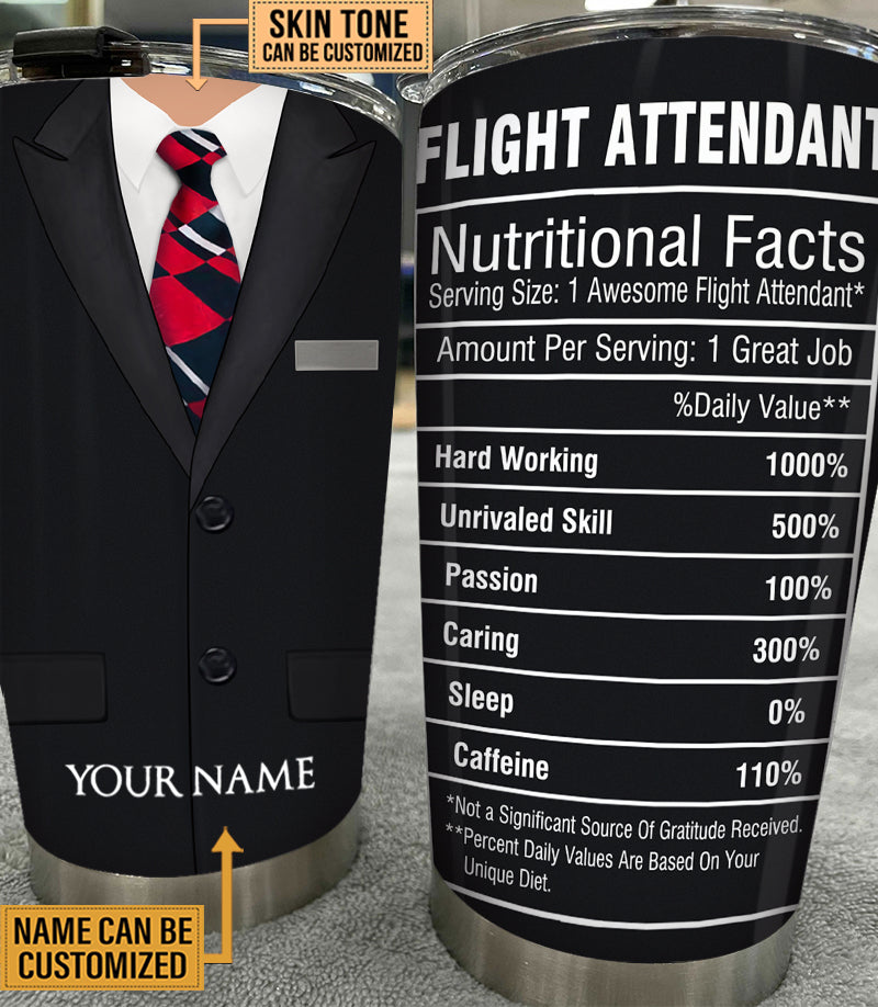 Personalized Flight Attendant Nutritional Facts Tumbler