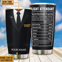 Personalized Flight Attendant Nutritional Facts Tumbler