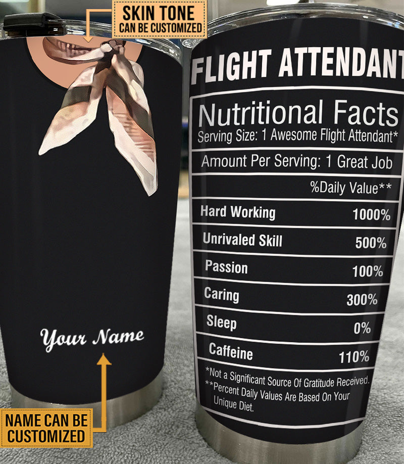 Personalized Flight Attendant Nutritional Facts Tumbler