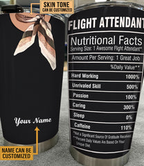 Personalized Flight Attendant Nutritional Facts Tumbler