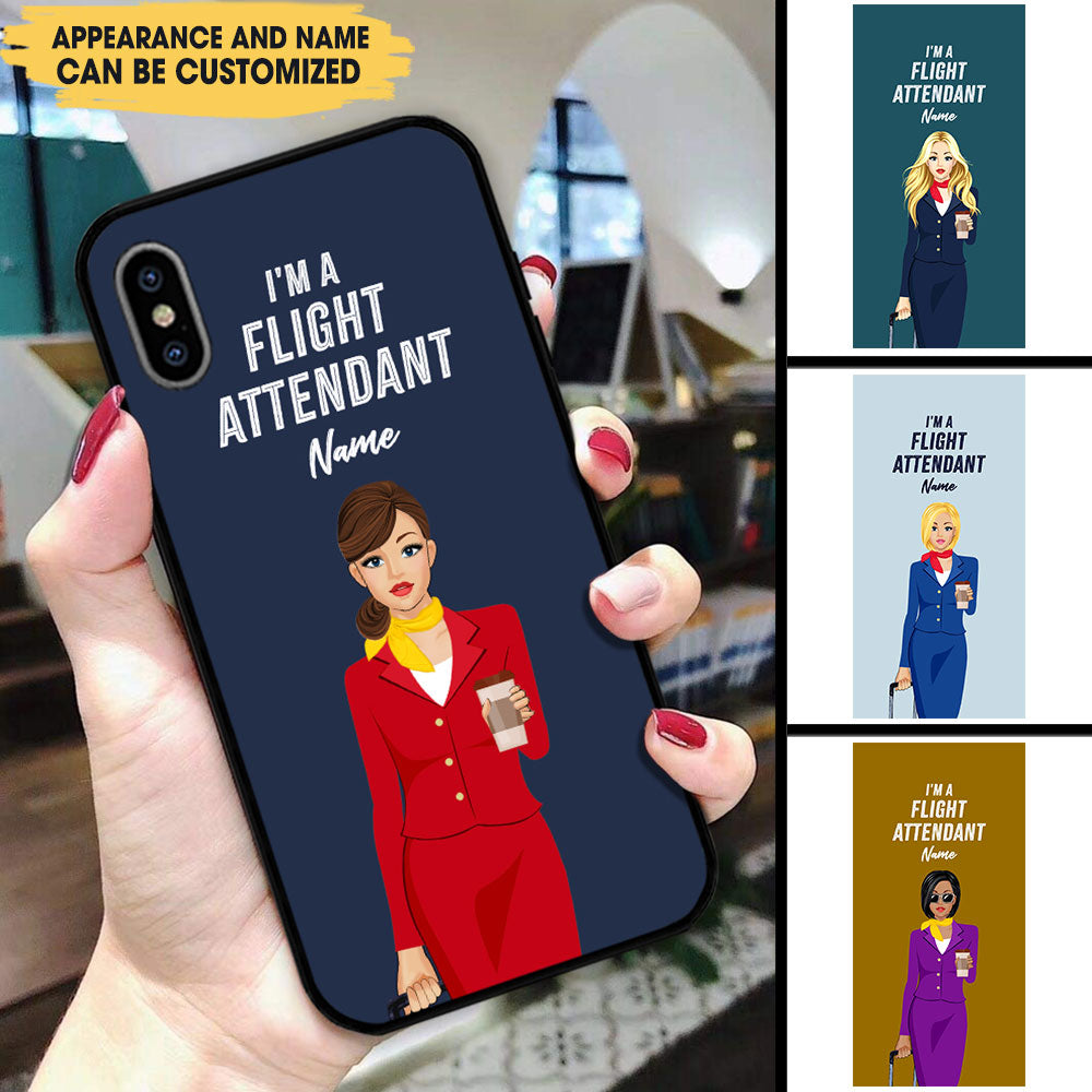 Personalized I'm A Flight Attendant Glass Phone Case