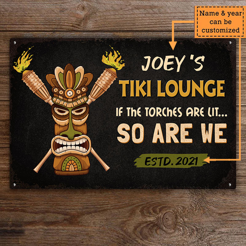 Personalized Tiki Lounge Metal Sign