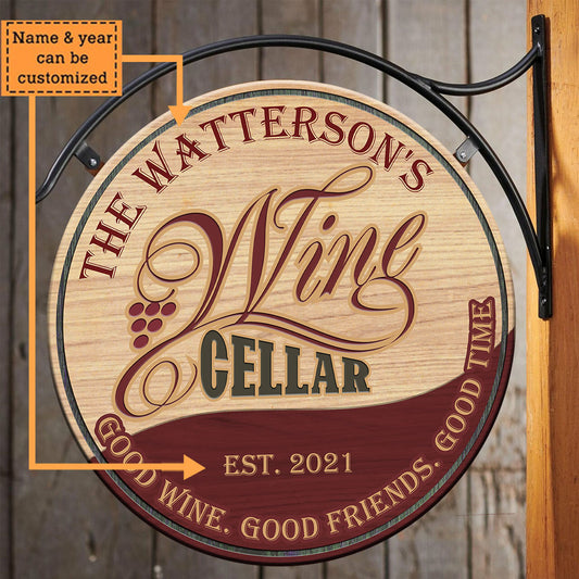 Personalized Wine Cellar Wood Round Sign