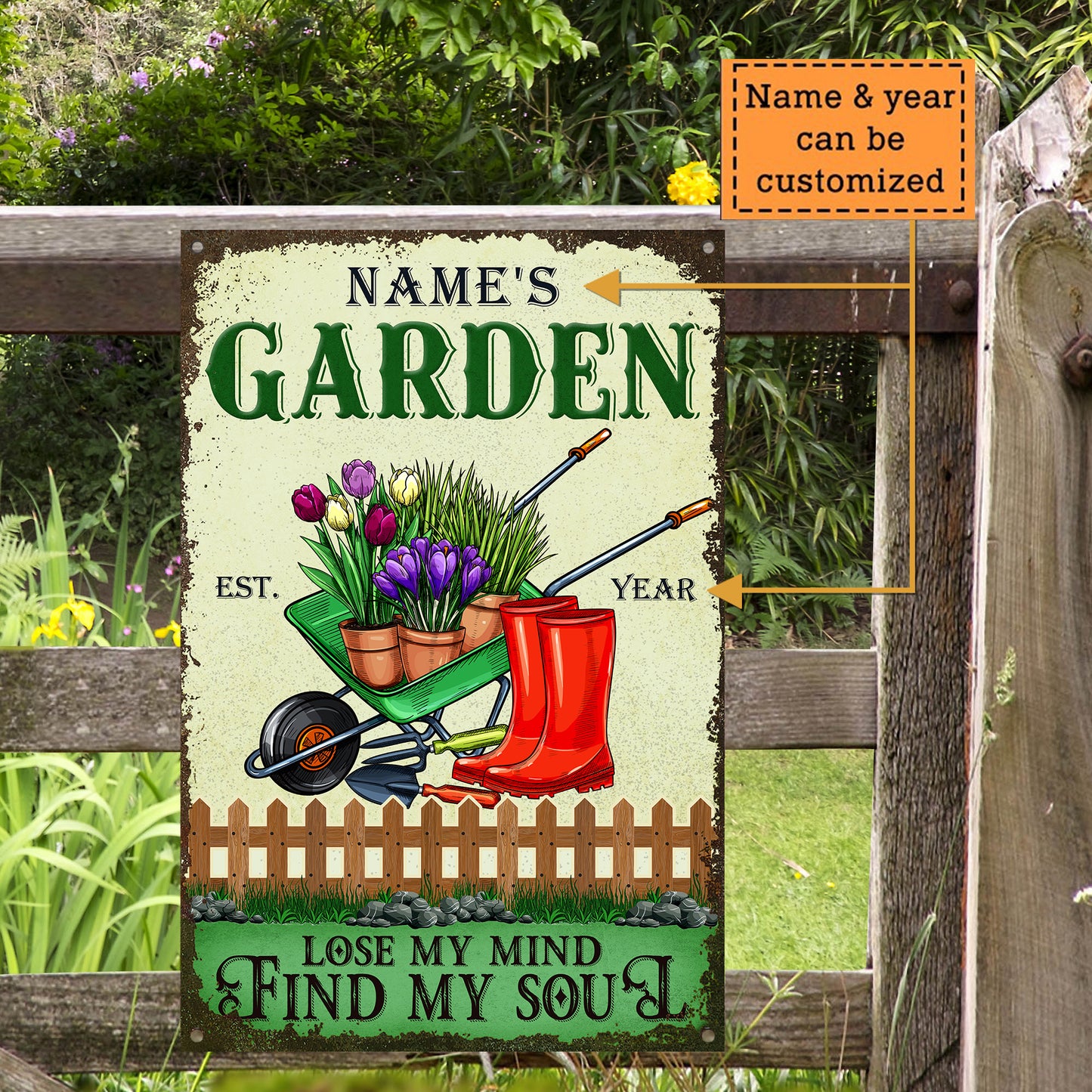 Personalized Garden Lose My Mind Find My Soul Classic Metal Sign