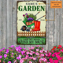 Personalized Garden Lose My Mind Find My Soul Classic Metal Sign