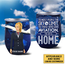 Personalized Flight Attendant The Sky Is Home Wine Tumbler