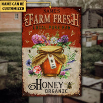 Personalized Farm Fresh Local Pure Raw Honey Organic Metal Sign