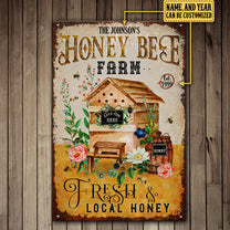 Personalized Honey Bee Farm Fresh Local Honey Metal Sign