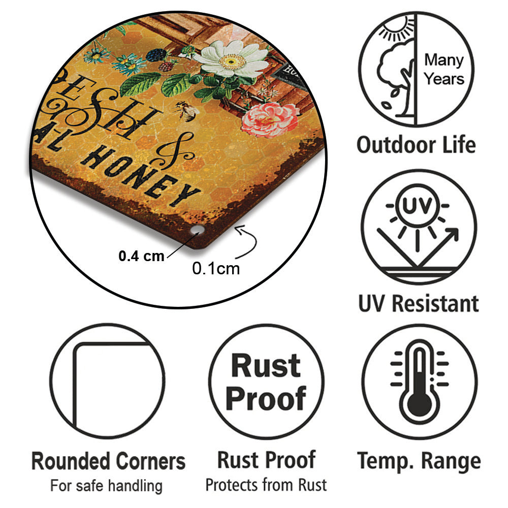 Personalized Honey Bee Farm Fresh Local Honey Metal Sign