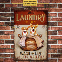 Personalized Laundry Room Wash And Dry All Fur Varieties Corgi Metal Sign