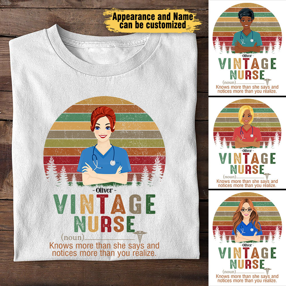 Vintage Nurse Definition - Personalized Nurse Shirt