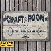 Personalized Craft Room Life Is Better When You Are Crafting Pallet Wood Rectangle Sign