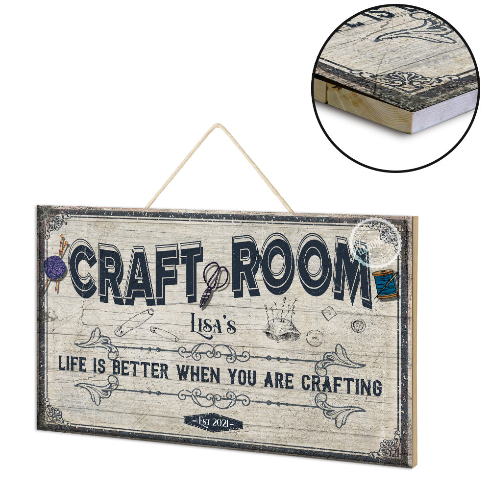 Personalized Craft Room Life Is Better When You Are Crafting Pallet Wood Rectangle Sign