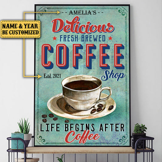 Personalized Life Begins After Coffee Poster & Canvas