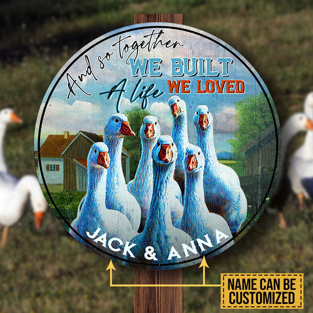 Personalized And So Together We Built A Life We Loved Duck Wood Round Sign