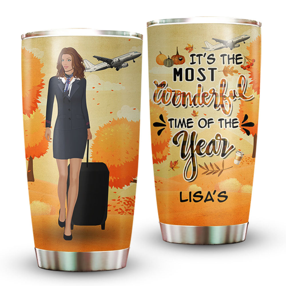 Personalized It's The Most Wonderful Time Of The Year Flight Attendant Tumbler