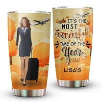 Personalized It's The Most Wonderful Time Of The Year Flight Attendant Tumbler