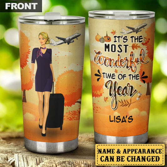 Personalized It's The Most Wonderful Time Of The Year Flight Attendant Tumbler