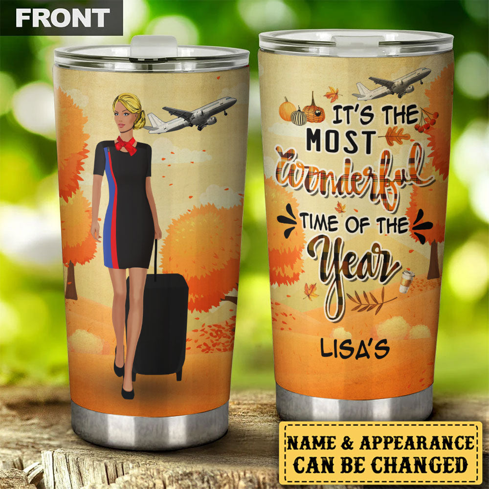 Personalized It's The Most Wonderful Time Of The Year Flight Attendant Tumbler