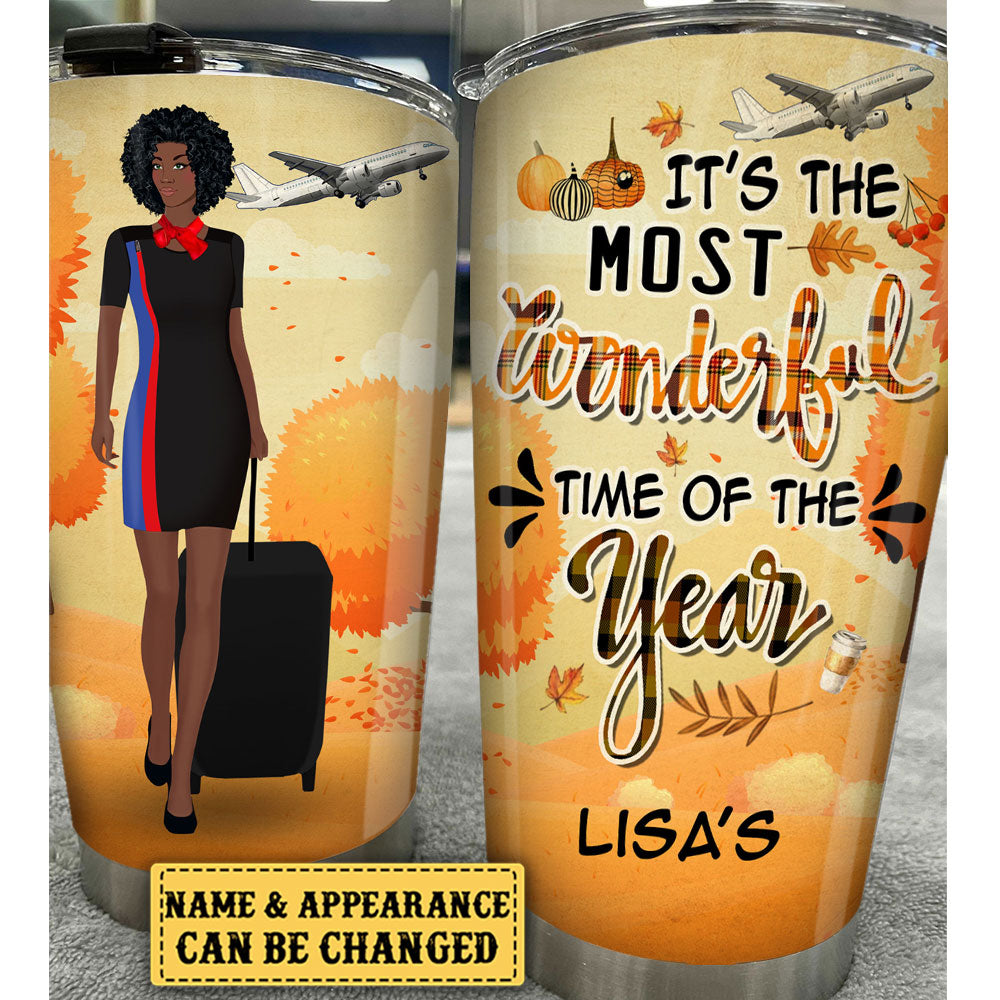 Personalized It's The Most Wonderful Time Of The Year Flight Attendant Tumbler