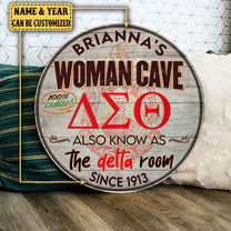 Personalized Woman Cave Also Know As The Delta Room Pallet Wood Circle Sign