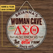 Personalized Woman Cave Also Know As The Delta Room Pallet Wood Circle Sign