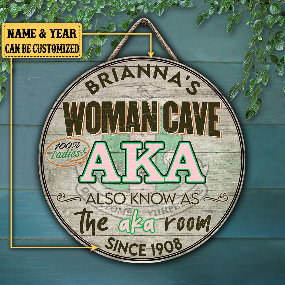 Personalized Woman Cave Also Know As The Aka Room Pallet Wood Circle Sign