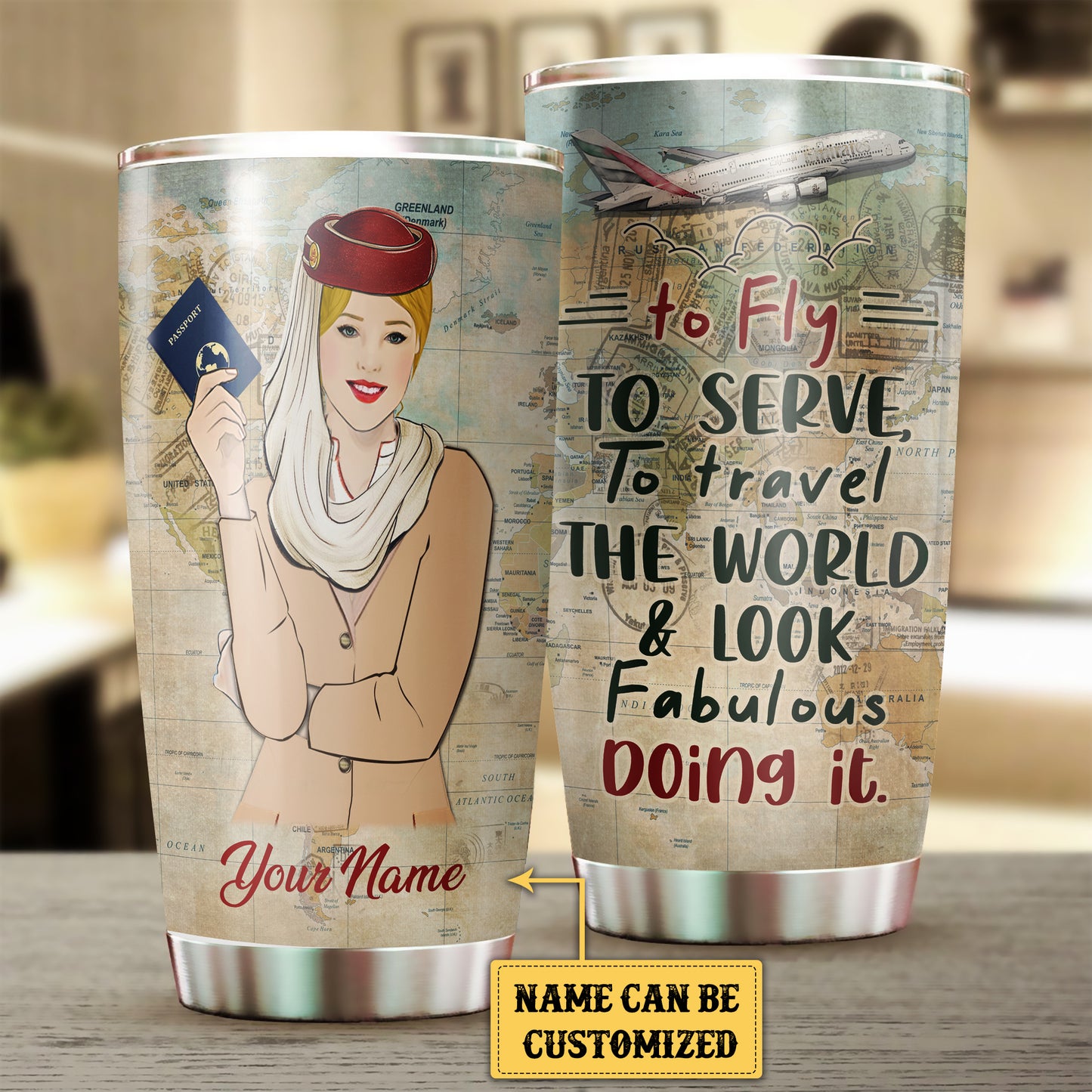 Personalized Flight Attendant To Fly To Serve To Travel The World And Look Fabulous Doing It Tumbler