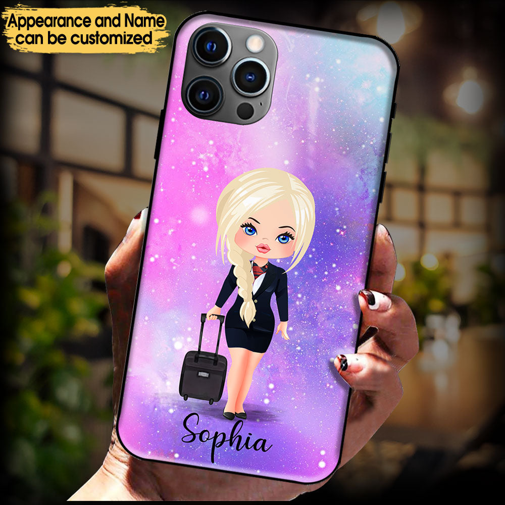 Personalized Flight Attendant Glass Phone Case