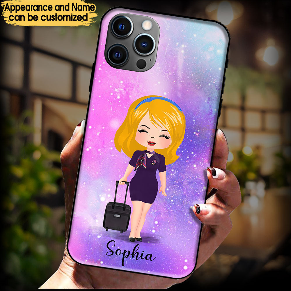 Personalized Flight Attendant Glass Phone Case