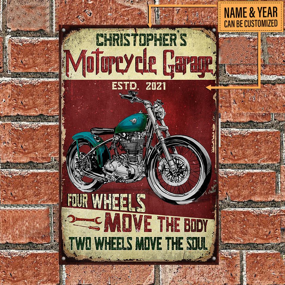 Personalized Motorcycle Garage Classic Metal Sign