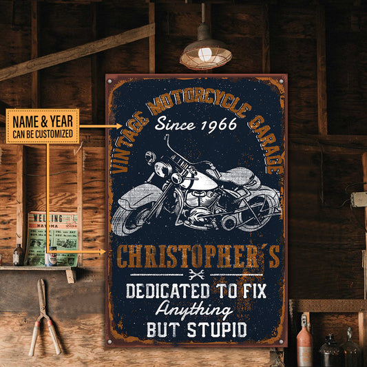 Personalized Vintage Motorcycle Garage Classic Metal Sign