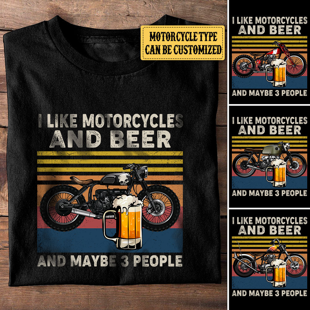 Personalized I Like Motorcycles And Beer Shirt