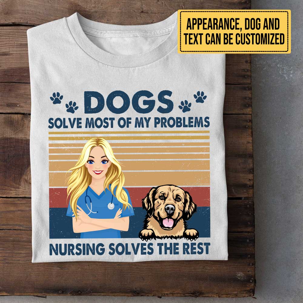 Personalized Love Nursing And Dogs Shirt