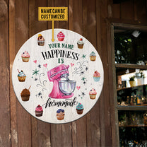 Personalized Happiness Is Homemake Baking Wood Round Sign