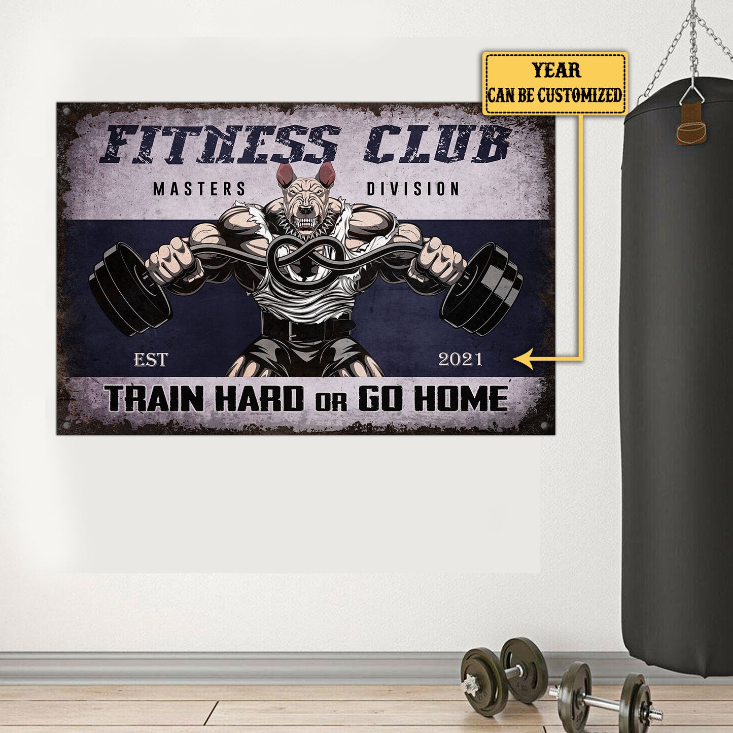 Personalized Fitness Club Train Hard Or Go Home Metal Sign