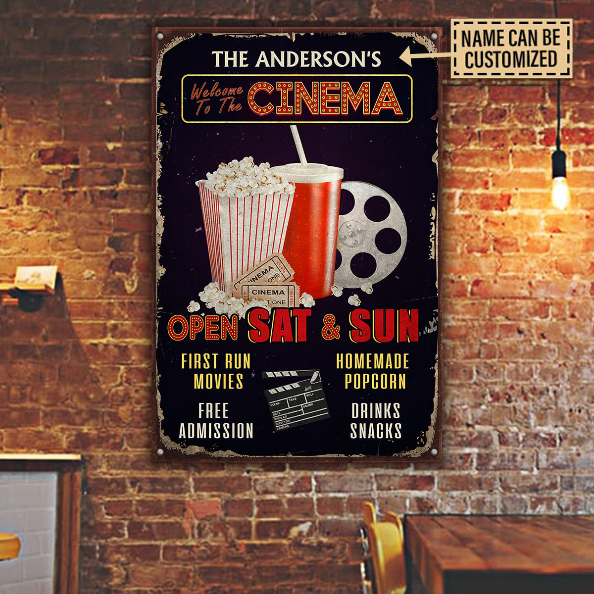 Personalized Cinema Metal Sign