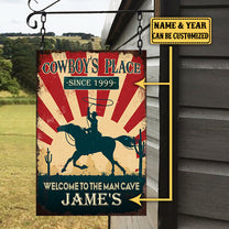 Personalized Cowboy Place Welcome To The Man Cave Metal Sign