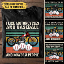 Love Motorcycles And Baseball - Personalized Shirt