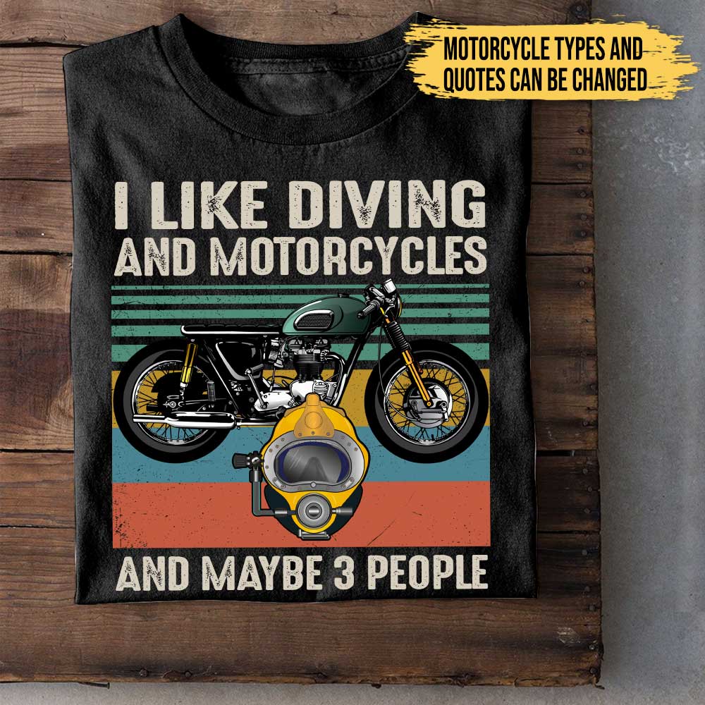 Personalized Love Motorcycles And Diving Shirt