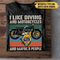 Personalized Love Motorcycles And Diving Shirt