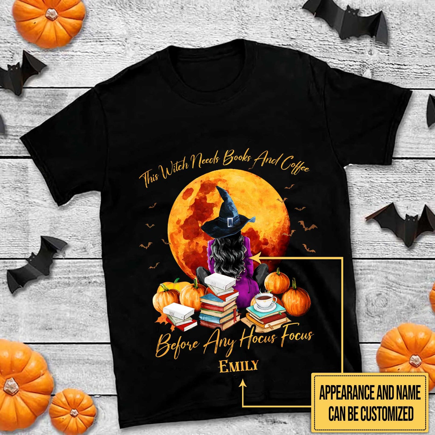 Personalized This Witch Needs Books And Coffee Before Any Hocus Focus Halloween Shirt