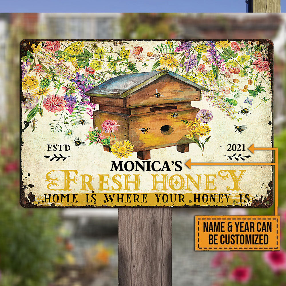 Personalized Bee Fresh Honey Classic Metal Sign