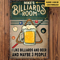 Personalized Billiards Room Metal Sign