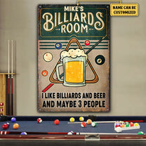 Personalized Billiards Room Metal Sign