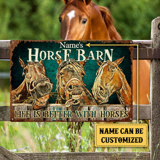 Personalized Horse Barn Classic Metal Sign