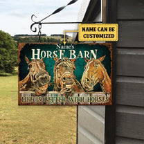 Personalized Horse Barn Classic Metal Sign