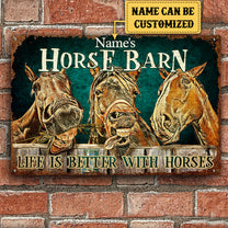 Personalized Horse Barn Classic Metal Sign