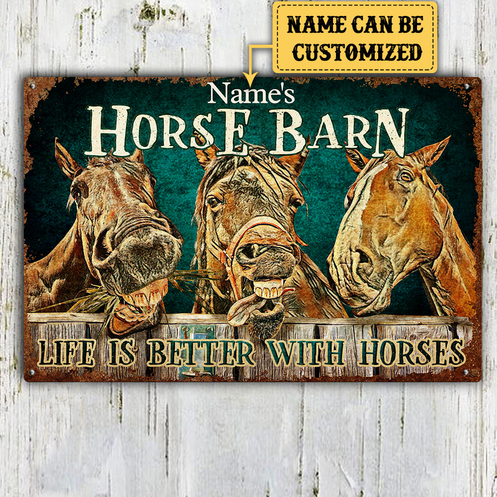 Personalized Horse Barn Classic Metal Sign