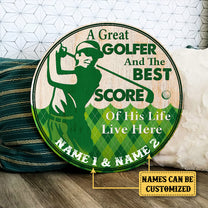 Personalized Golf Best Score of His Life Wood Round Sign